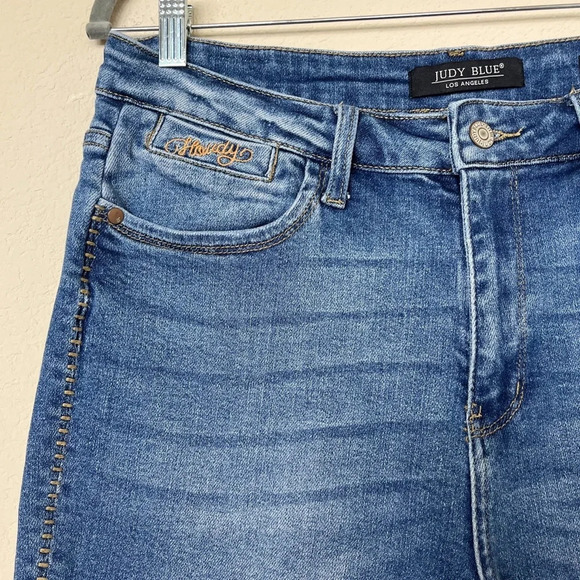 Judy Blue Howdy High Waist Boyfriend Fit Raw‎ Hem Jeans - Picture 6 of 16